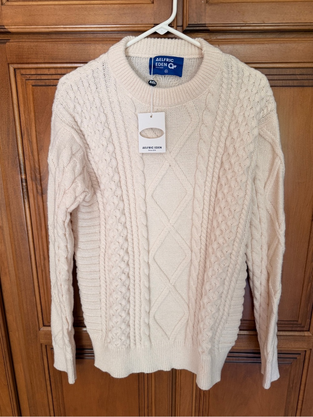 Aelfric Eden Men's Cable Knit Crewneck Sweater - Cream